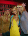 Actress Tara Reid (L) with Paris Hilton and Kimberly Stewart
